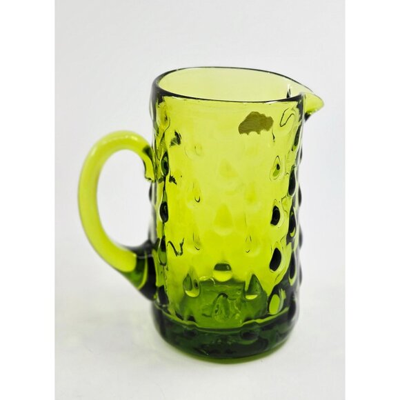 Rainbow Glass Tear Drop Green Pitcher 5" - Picture 2 of 6